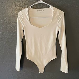 Abercrombie- White long sleeve bodysuit with sweetheart neckline